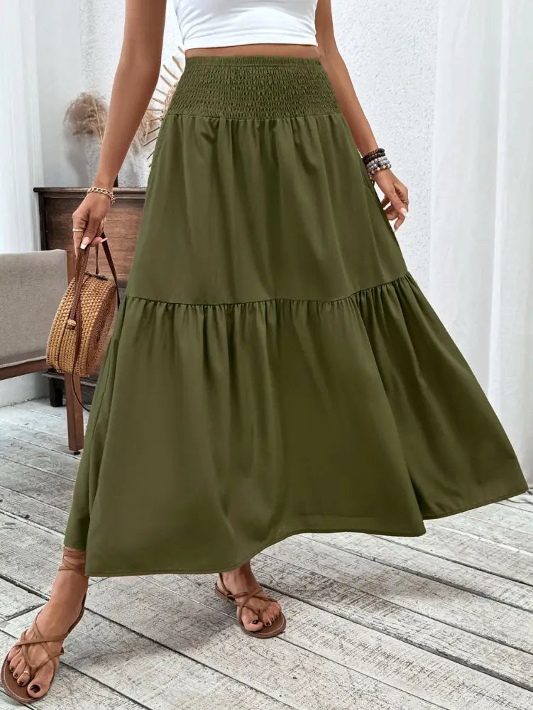 Floral Three-layer Long Patchwork Skirt – Made for Lovers & Friends | Wear Your Style Sing the Same Anthem - Army Green