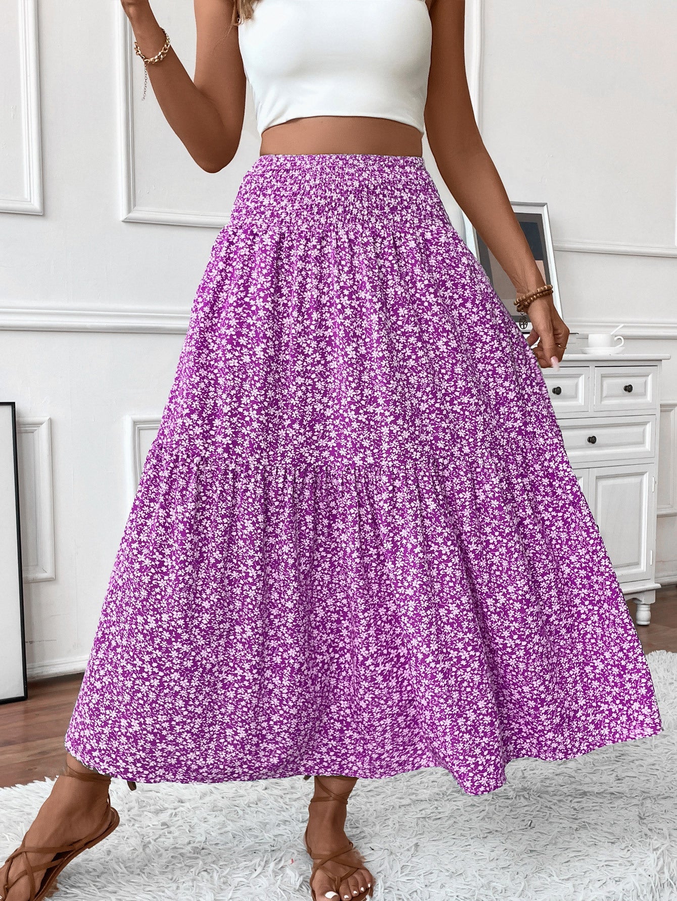 Floral Three-layer Long Patchwork Skirt – Made for Lovers & Friends | Wear Your Style Sing the Same Anthem - Purple