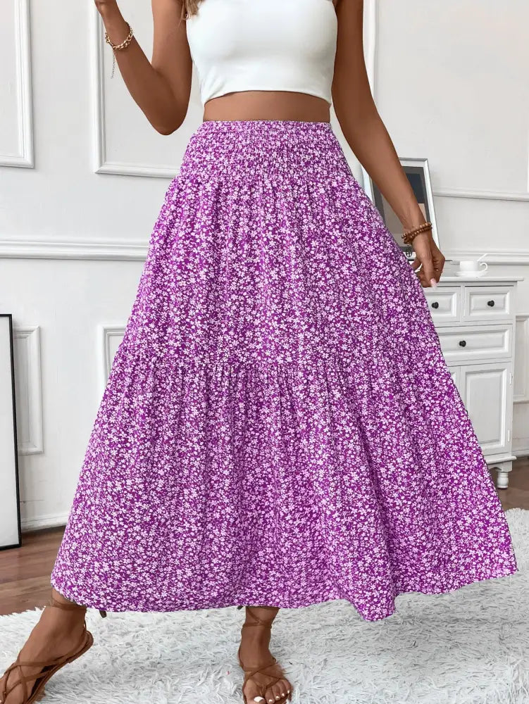 Floral Three-layer Long Patchwork Skirt – Made for Lovers & Friends | Wear Your Style Sing the Same Anthem - Purple