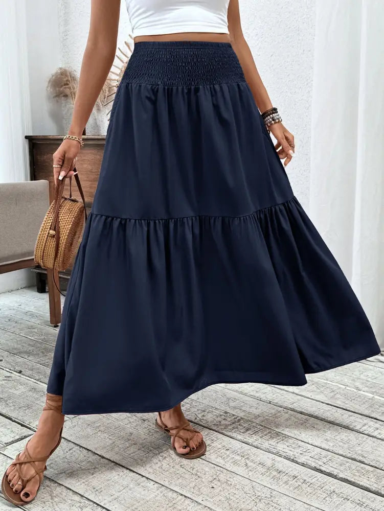Floral Three-layer Long Patchwork Skirt – Made for Lovers & Friends | Wear Your Style Sing the Same Anthem - Navy Blue