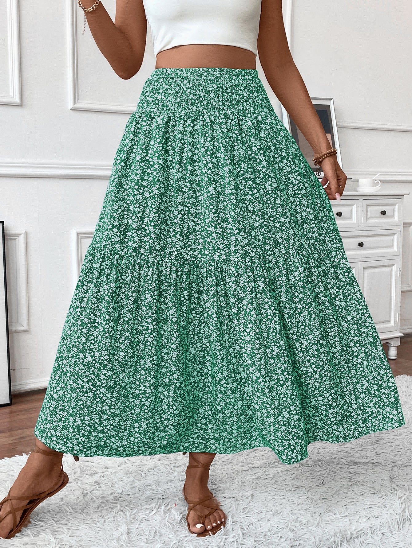 Floral Three-layer Long Patchwork Skirt – Made for Lovers & Friends | Wear Your Style Sing the Same Anthem - Green