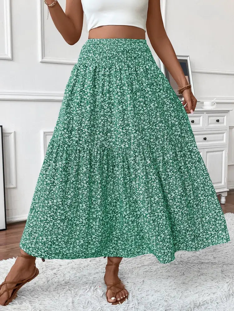 Floral Three-layer Long Patchwork Skirt – Made for Lovers & Friends | Wear Your Style Sing the Same Anthem - Green