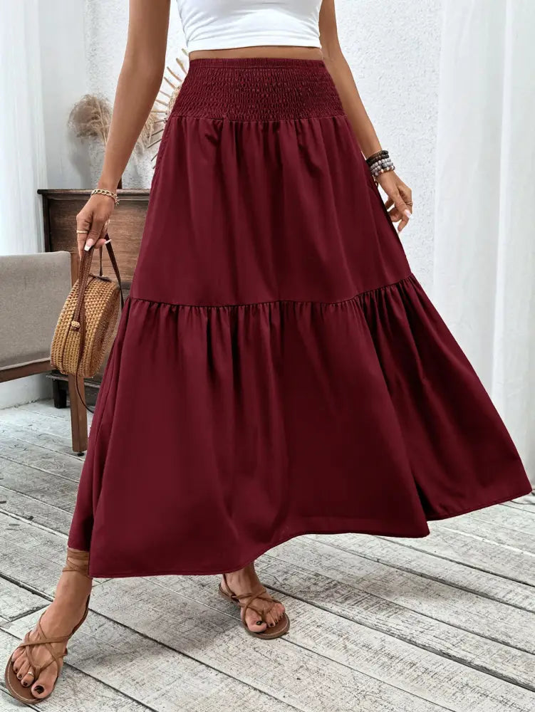 Floral Three-layer Long Patchwork Skirt – Made for Lovers & Friends | Wear Your Style Sing the Same Anthem - Wine Red