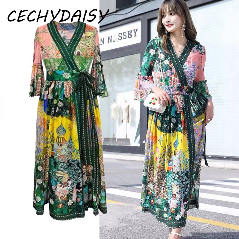 Floral V-Neck Summer Midi Dress – Boho Soulmate Streetwear | same ANTHEM.