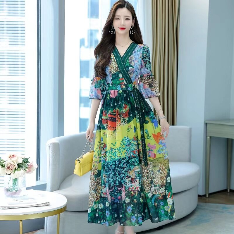 Floral V-Neck Summer Midi Dress – Boho Soulmate Streetwear | same ANTHEM.