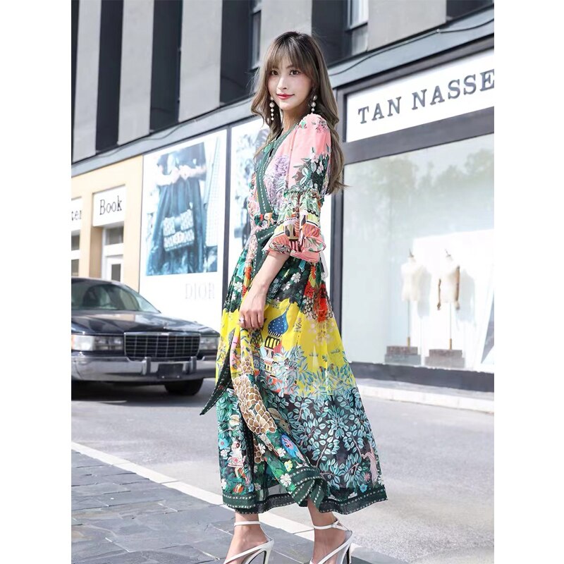 Floral V-Neck Summer Midi Dress – Boho Soulmate Streetwear | same ANTHEM.