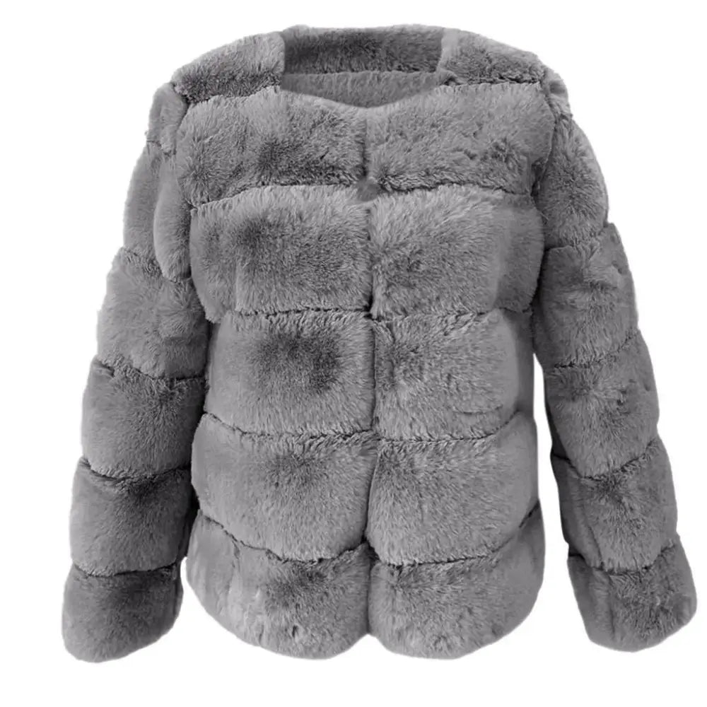 Fox Fur Artificial Coat | same ANTHEM. Soulmate Streetwear for Women - Gray / L