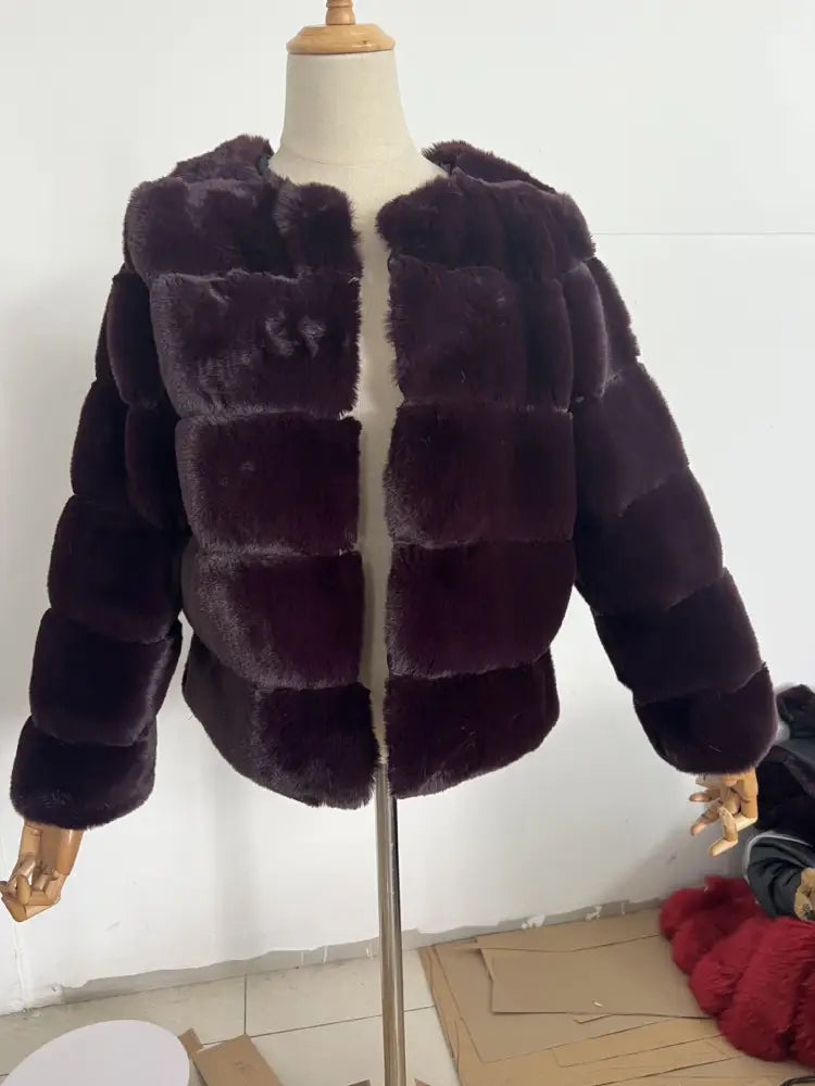 Fox Fur Artificial Coat | same ANTHEM. Soulmate Streetwear for Women - Reddish Brown / L