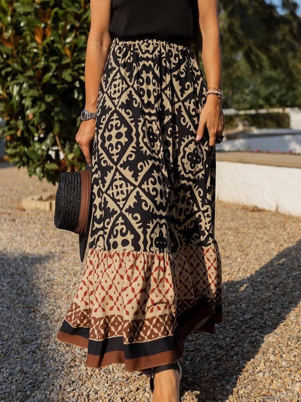 Free Spirit Swing Skirt – Printed Boho Dream for Summer | same ANTHEM - Black / S