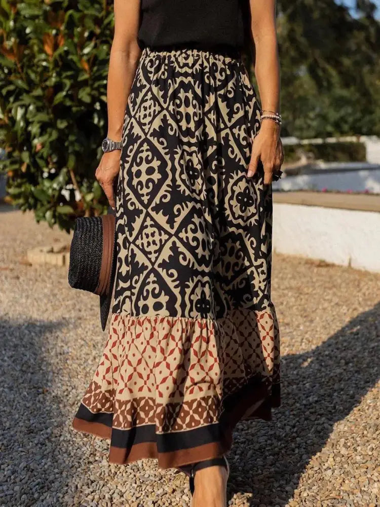 Free Spirit Swing Skirt – Printed Boho Dream for Summer | same ANTHEM - Black / S