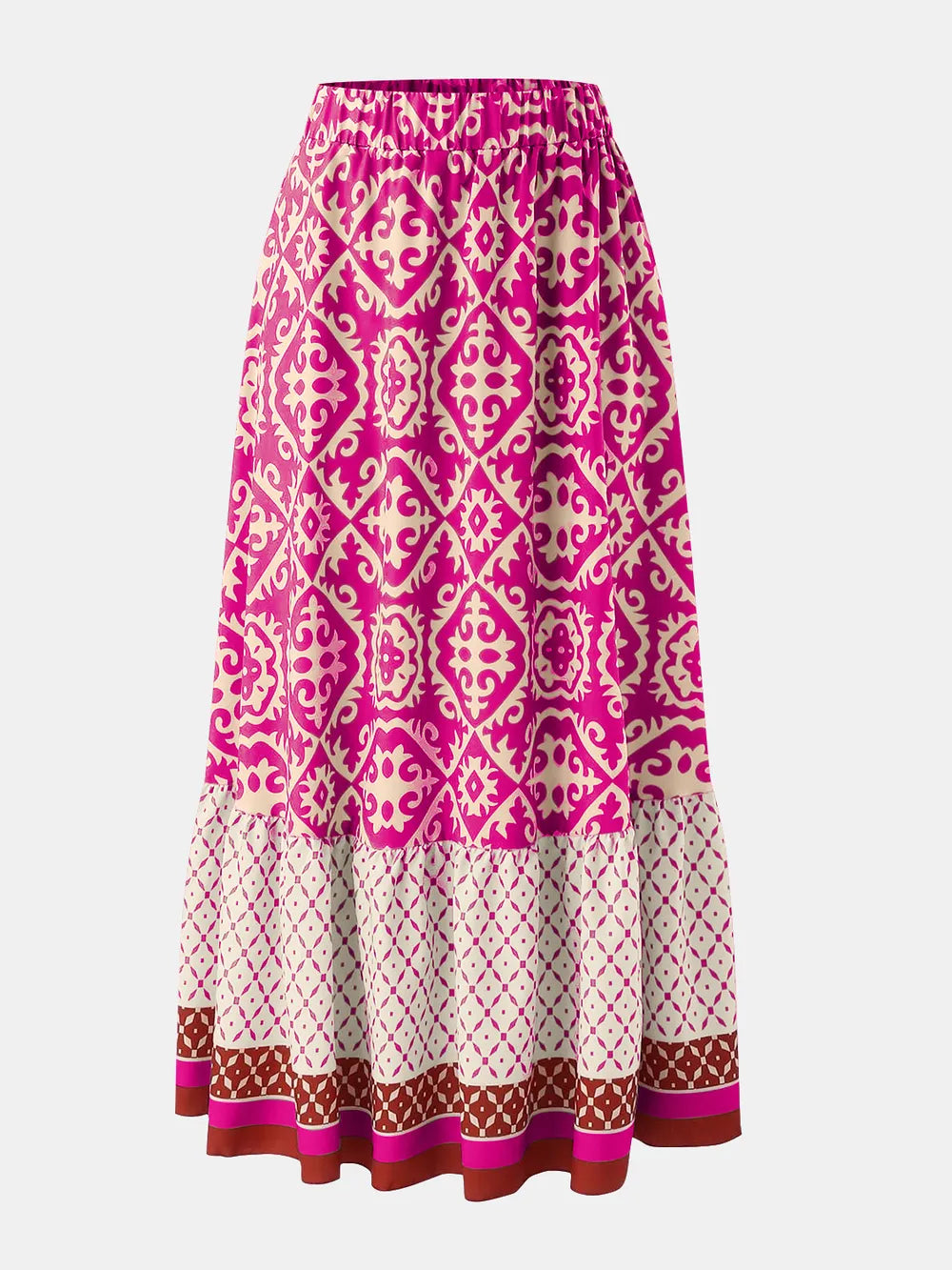 Free Spirit Swing Skirt – Printed Boho Dream for Summer | same ANTHEM - Hot Pink / L