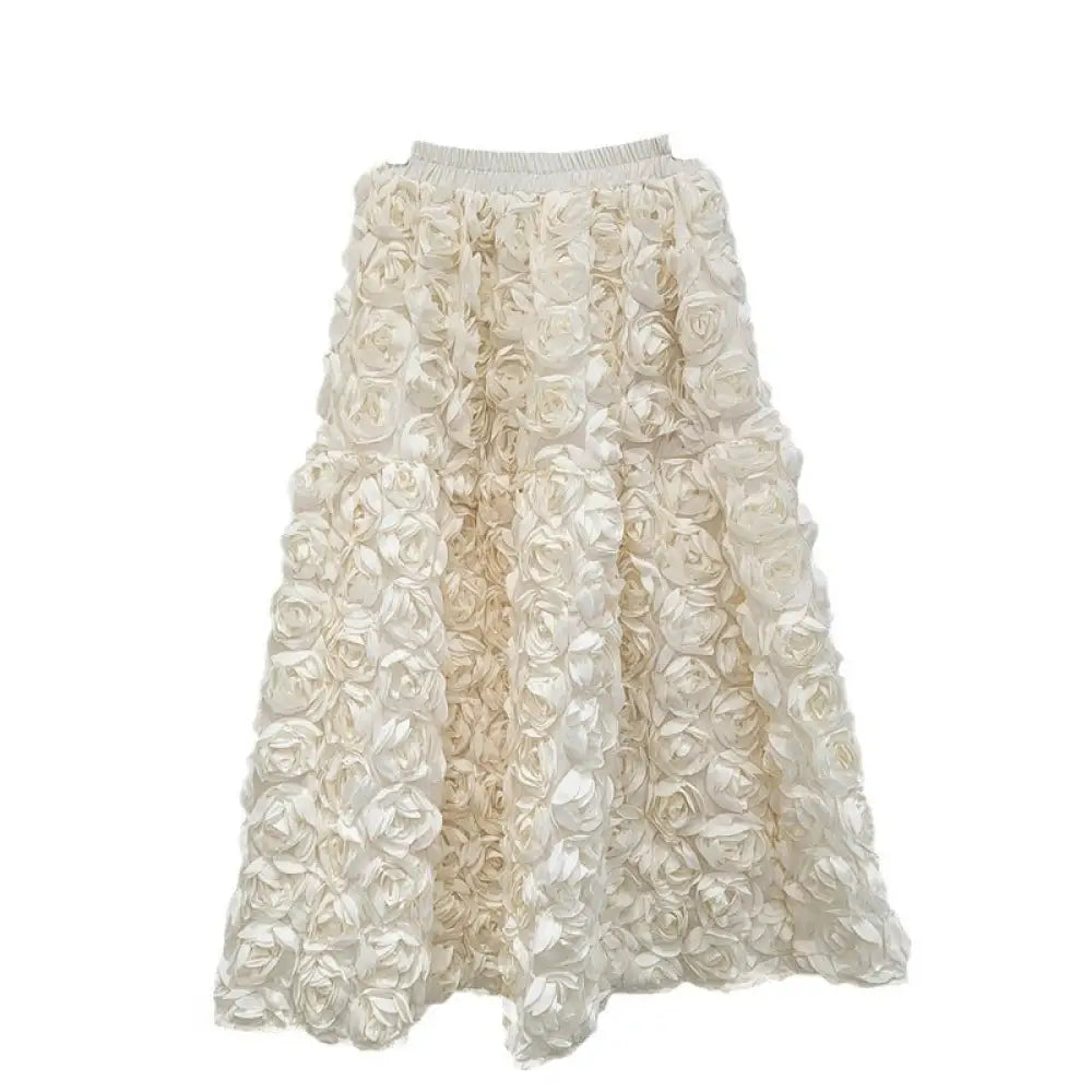 French 3D Flower A-Line Skirt – High Waist Romantic Chic | same ANTHEM