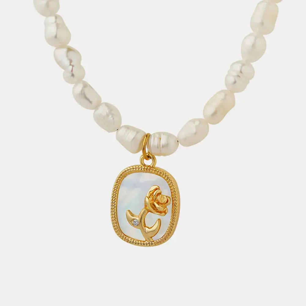 French Baroque Freshwater Pearl Relief Necklace – Romantic Statement Jewelry | same ANTHEM - Gold / One Size