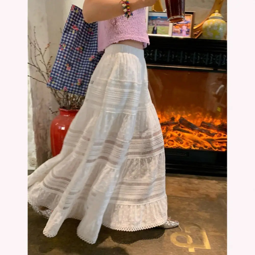 French Hollow Lace A-Line Mop Skirt – Dreamy French Sweet Style | Made for Lovers & Friends | Wear Your Style Sing