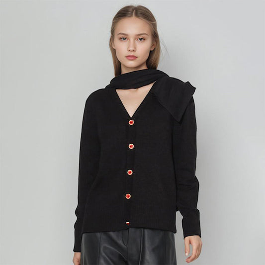 French Lazy Style V-Neck Patchwork Cardigan – same ANTHEM | Dreamy Soulmate Knitwear