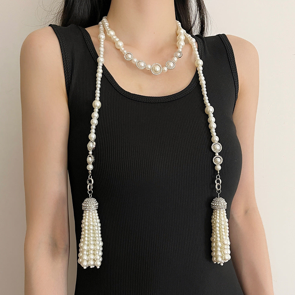 French Pearl Tassel Necklace – Light Luxury & High-End Design | same ANTHEM. - Main image Z-1404