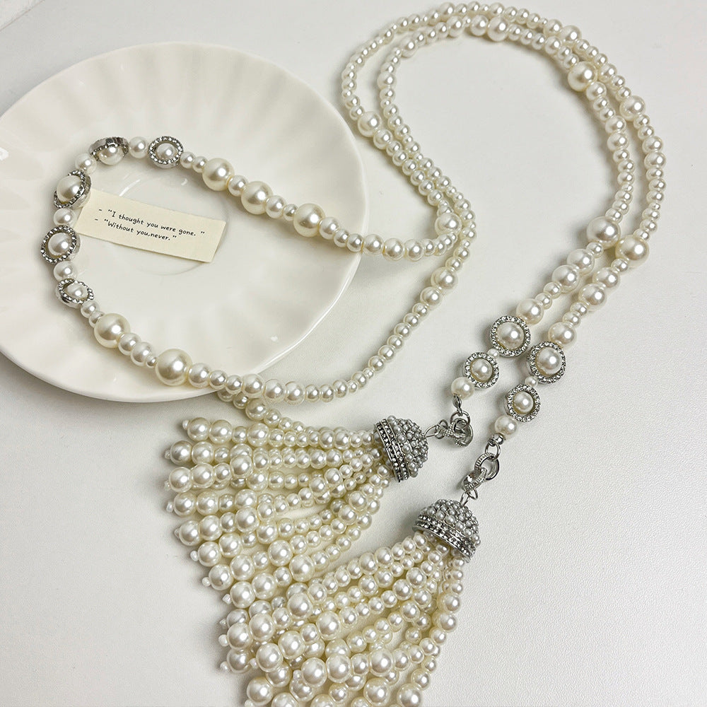 French Pearl Tassel Necklace – Light Luxury & High-End Design | same ANTHEM. - Main image Z-1404