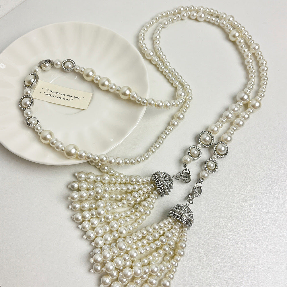 French Pearl Tassel Necklace – Light Luxury & High-End Design | same ANTHEM. - Main image Z-1404
