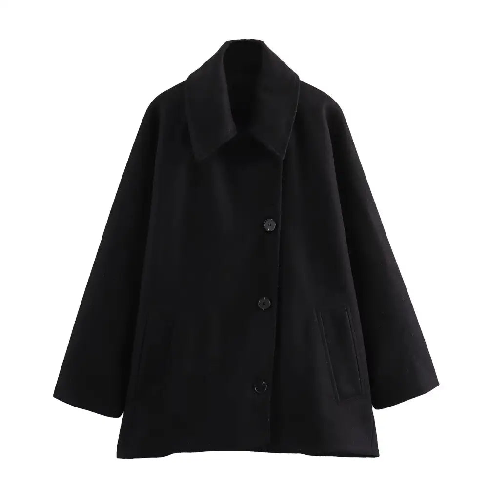 French Polo Collar Cape Sleeve Coat | same ANTHEM. Streetwear for Women - Black / L - Bag