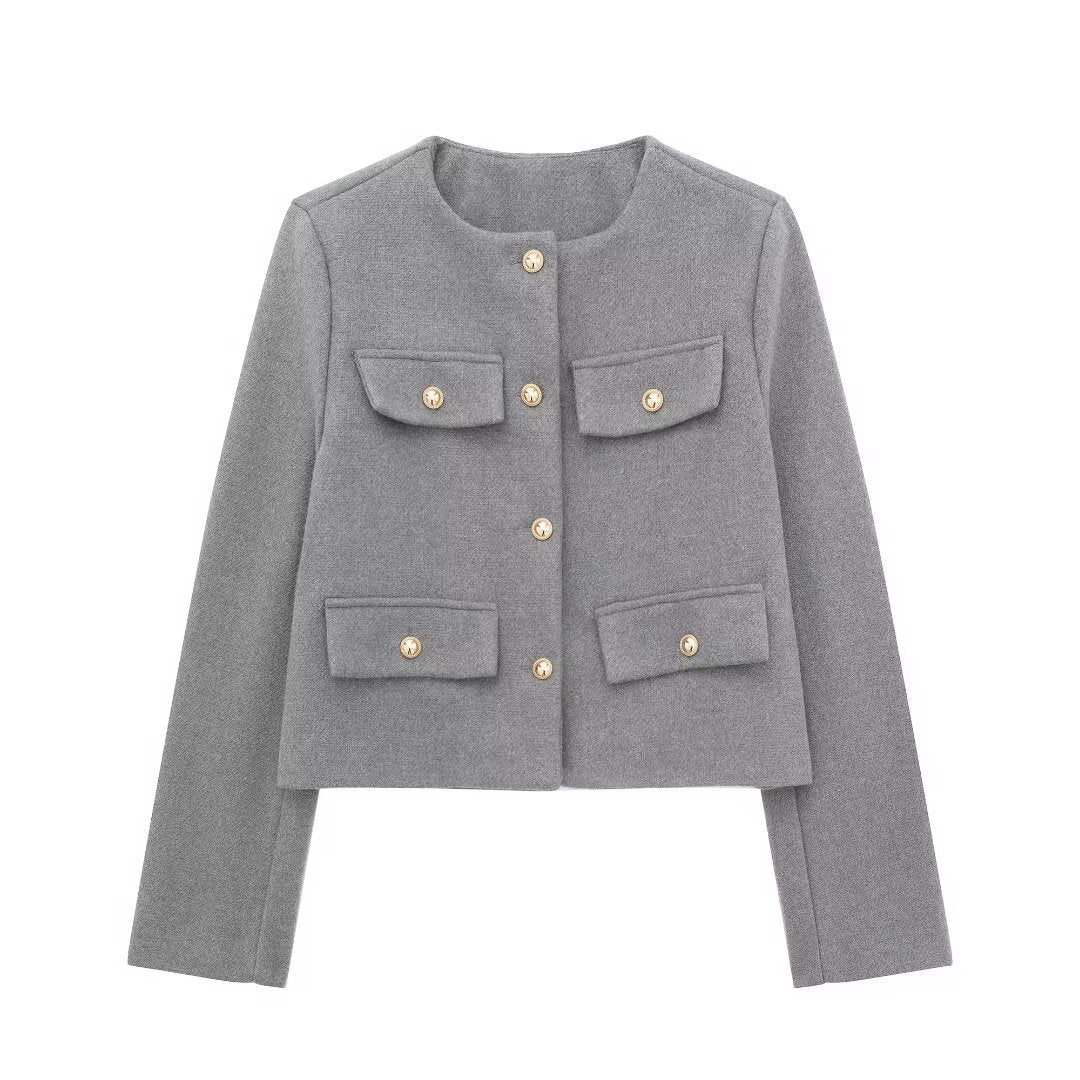 French Style Chic Short Coat | same ANTHEM - Gray D6 / S
