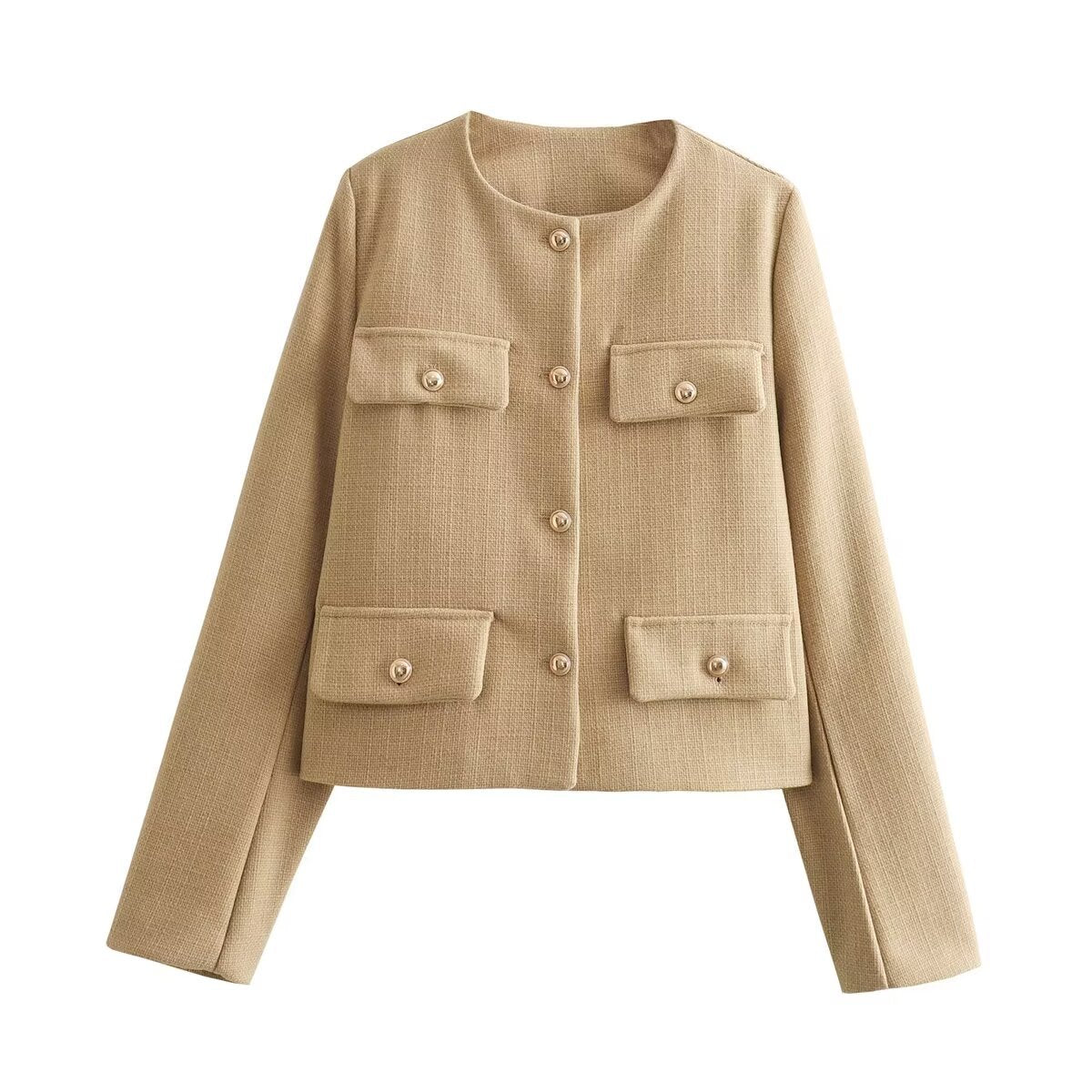 French Style Chic Short Coat | same ANTHEM - khaki / S