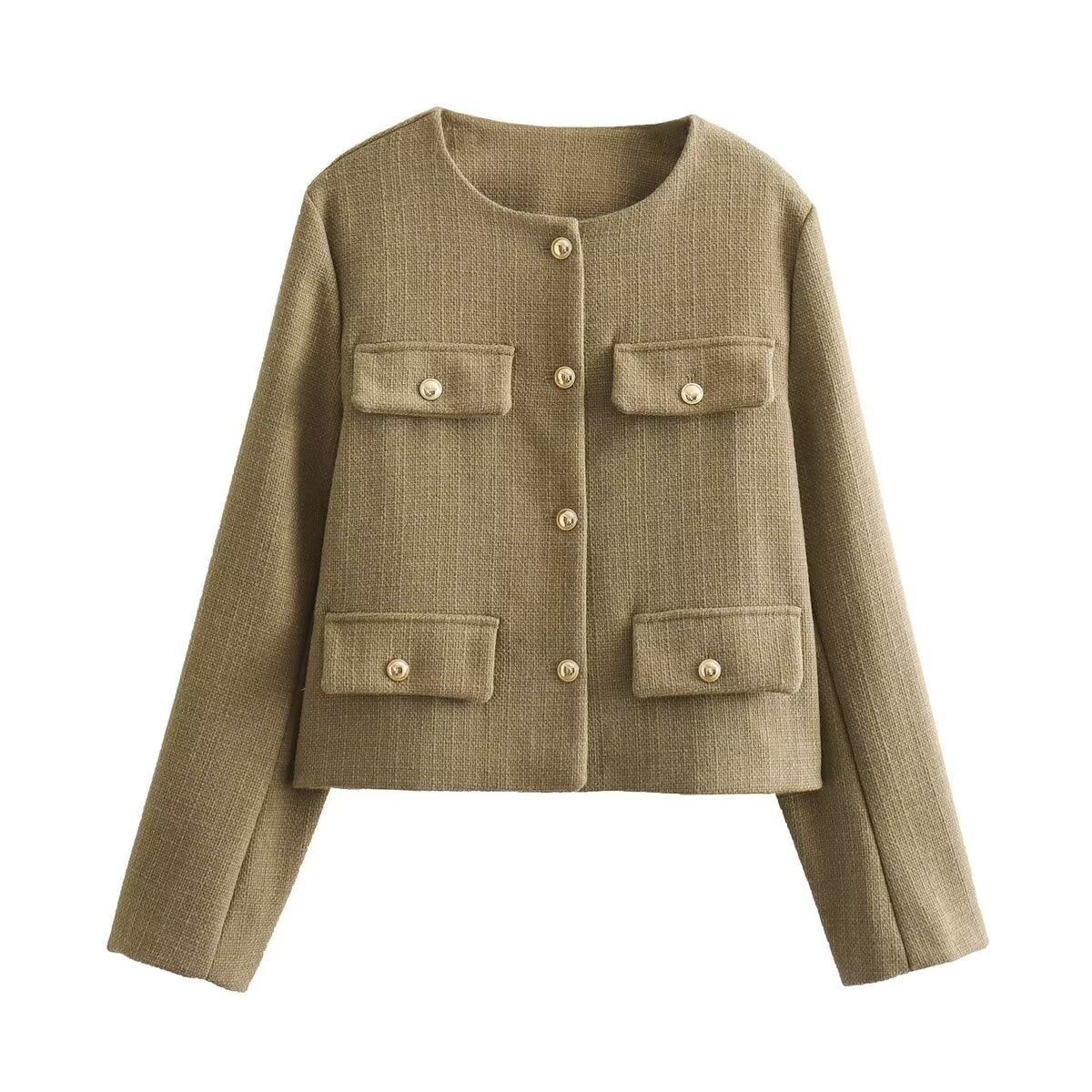 French Style Chic Short Coat | same ANTHEM - Olive color / S