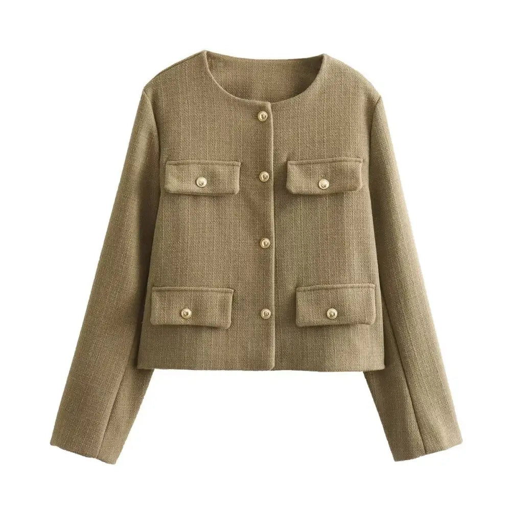 French Style Chic Short Coat | same ANTHEM - Olive color / S