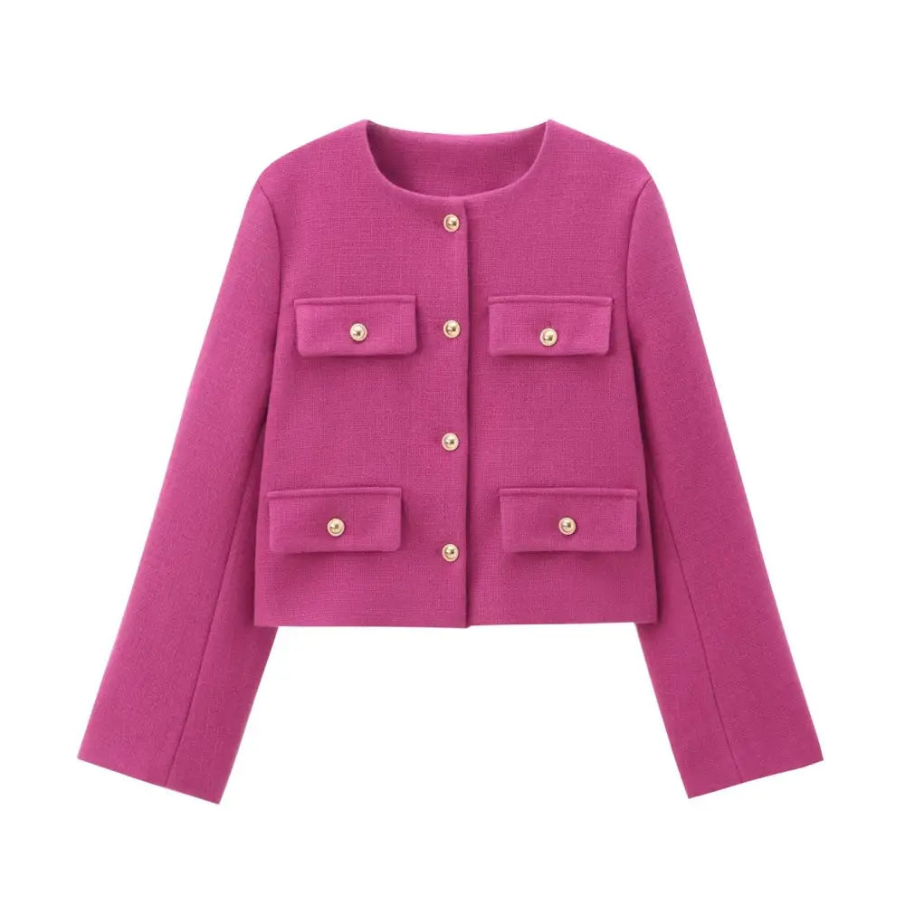 French Style Chic Short Coat | same ANTHEM - purplish red / S