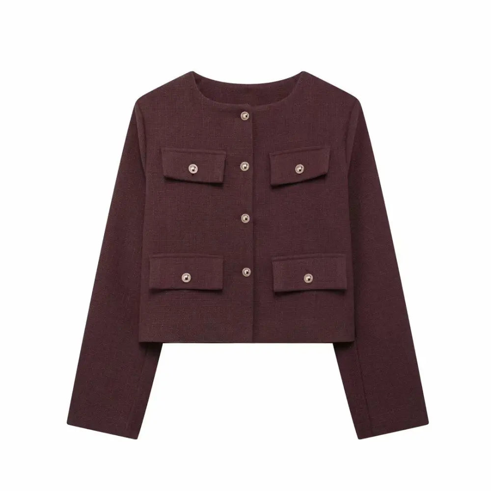 French Style Chic Short Coat | same ANTHEM - Wine red D6 / S