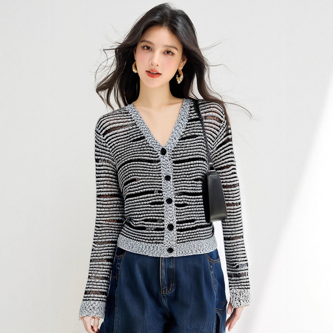 French Style Gray Knit Cardigan | same ANTHEM.