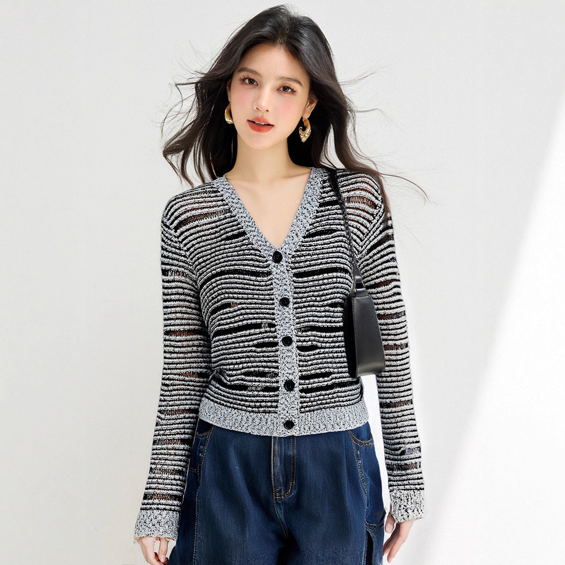 French Style Gray Knit Cardigan | same ANTHEM.