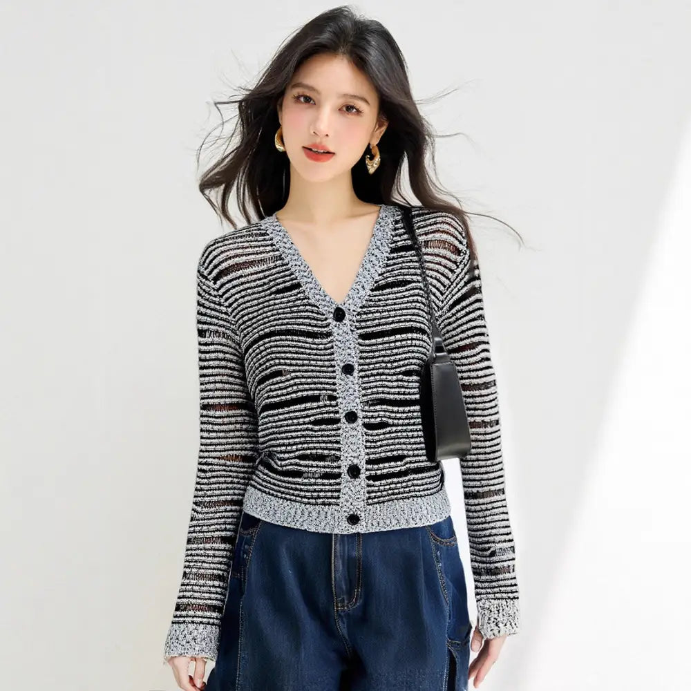 French Style Gray Knit Cardigan | same ANTHEM.