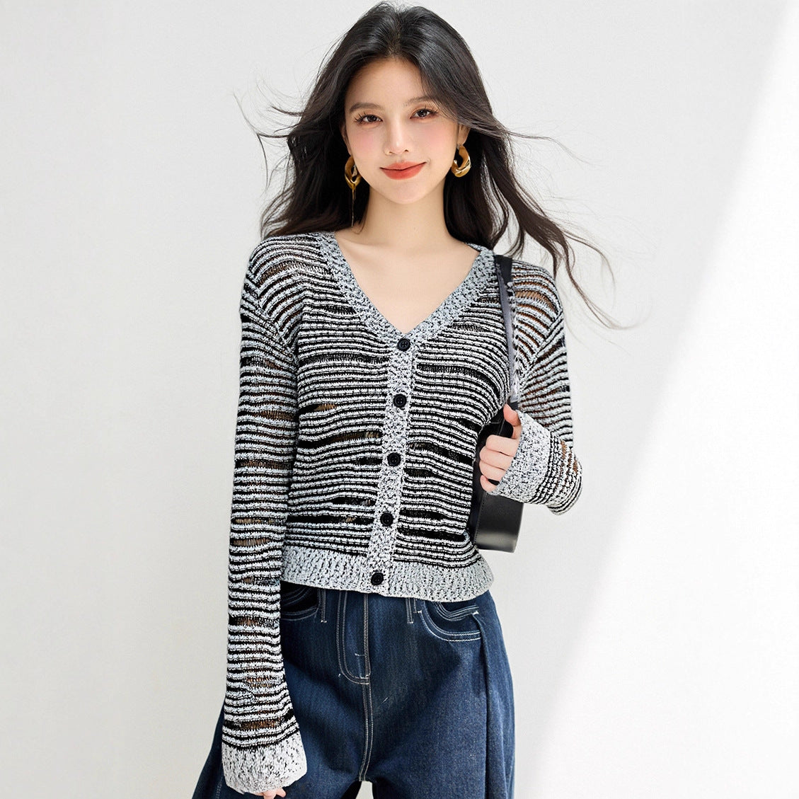 French Style Gray Knit Cardigan | same ANTHEM.