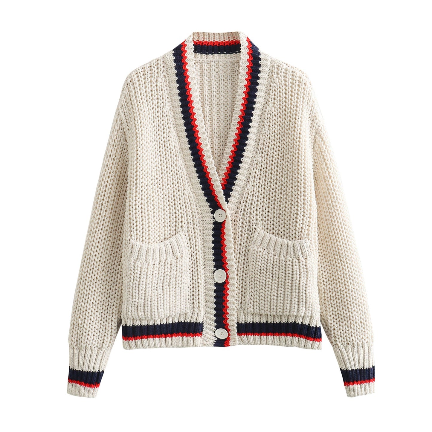 French Style Knitted Cardigan Jacket | same ANTHEM. - Beige / S