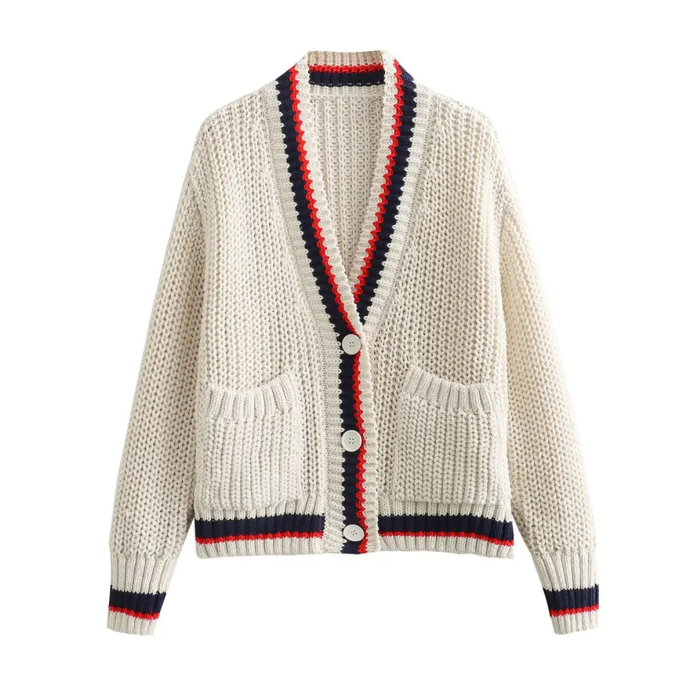 French Style Knitted Cardigan Jacket | same ANTHEM. - Beige / S