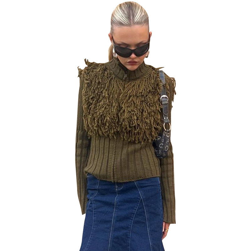 French-Style Woolen Tassel Top Women | Minimalist Chic | same ANTHEM.