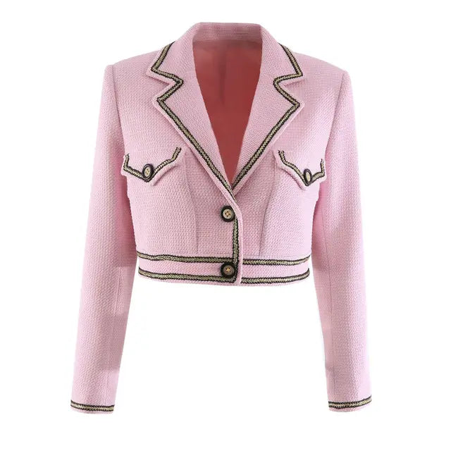 French Vintage Tweed Short Jacket – Soulmate Streetwear by same ANTHEM - Pink / S