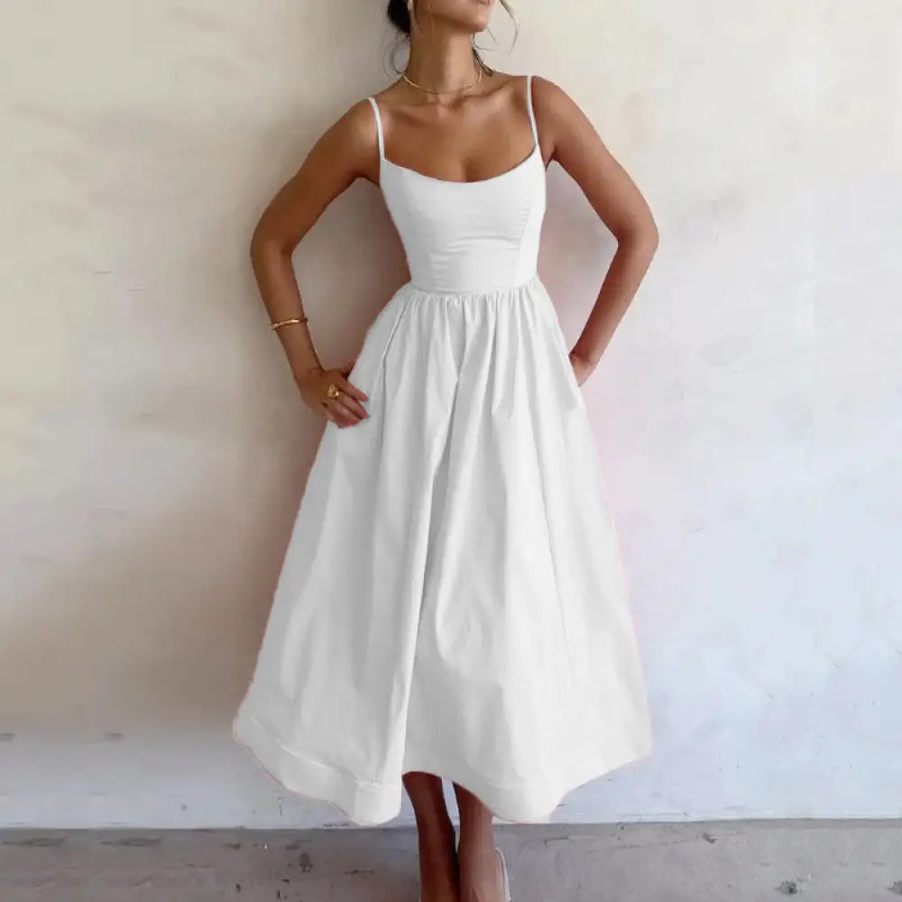Fresh Sweet Suspender Dress | Romantic Chic Sundress for Lovers & Soulmates | Same Anthem - White / 2XL