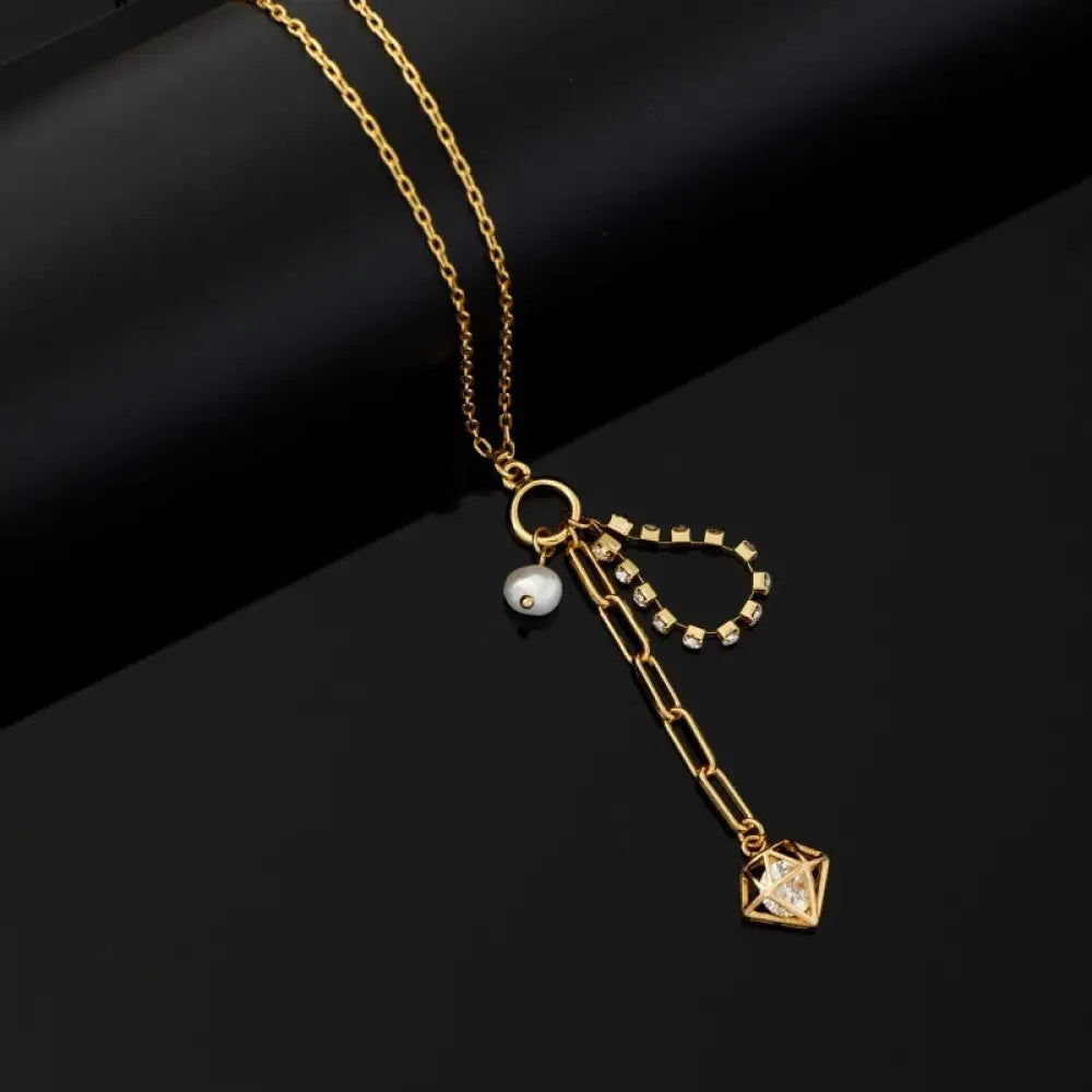 Frosty Gold Plated Zircon Pendant Necklace | Soulmate & Lovers Jewellery | same ANTHEM - Gold