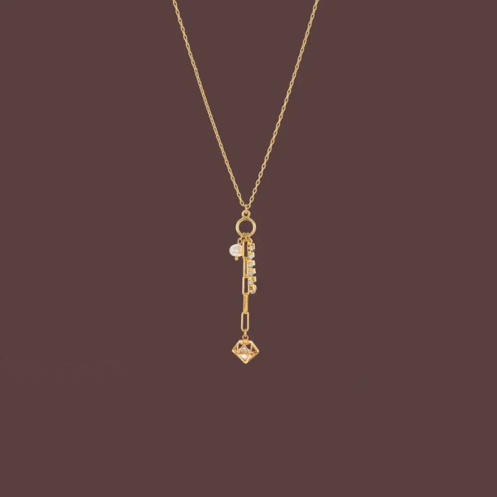 Frosty Gold Plated Zircon Pendant Necklace | Soulmate & Lovers Jewellery | same ANTHEM - Gold