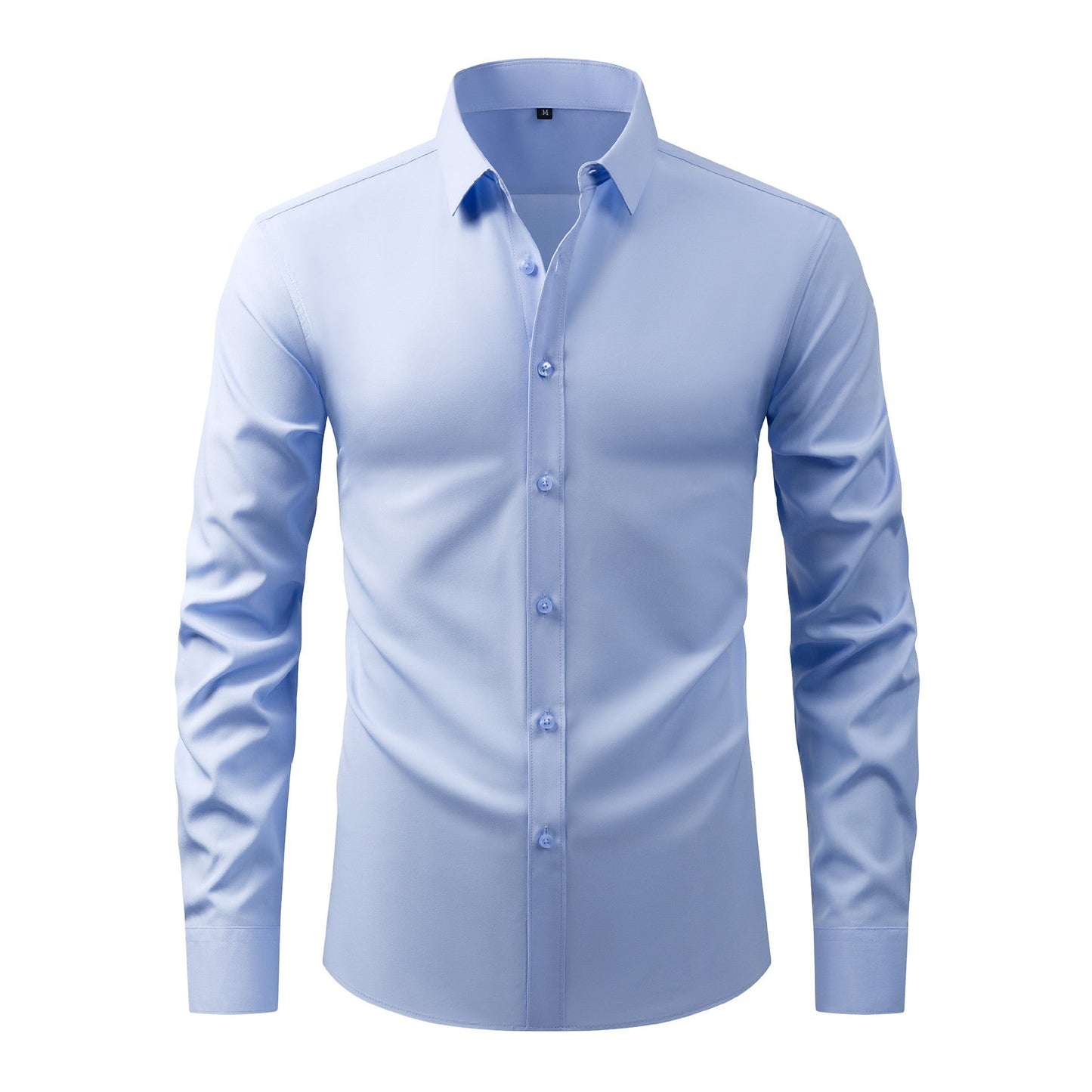 Full Elastic Force Natural Color Button Men’s Plus Size Shirt