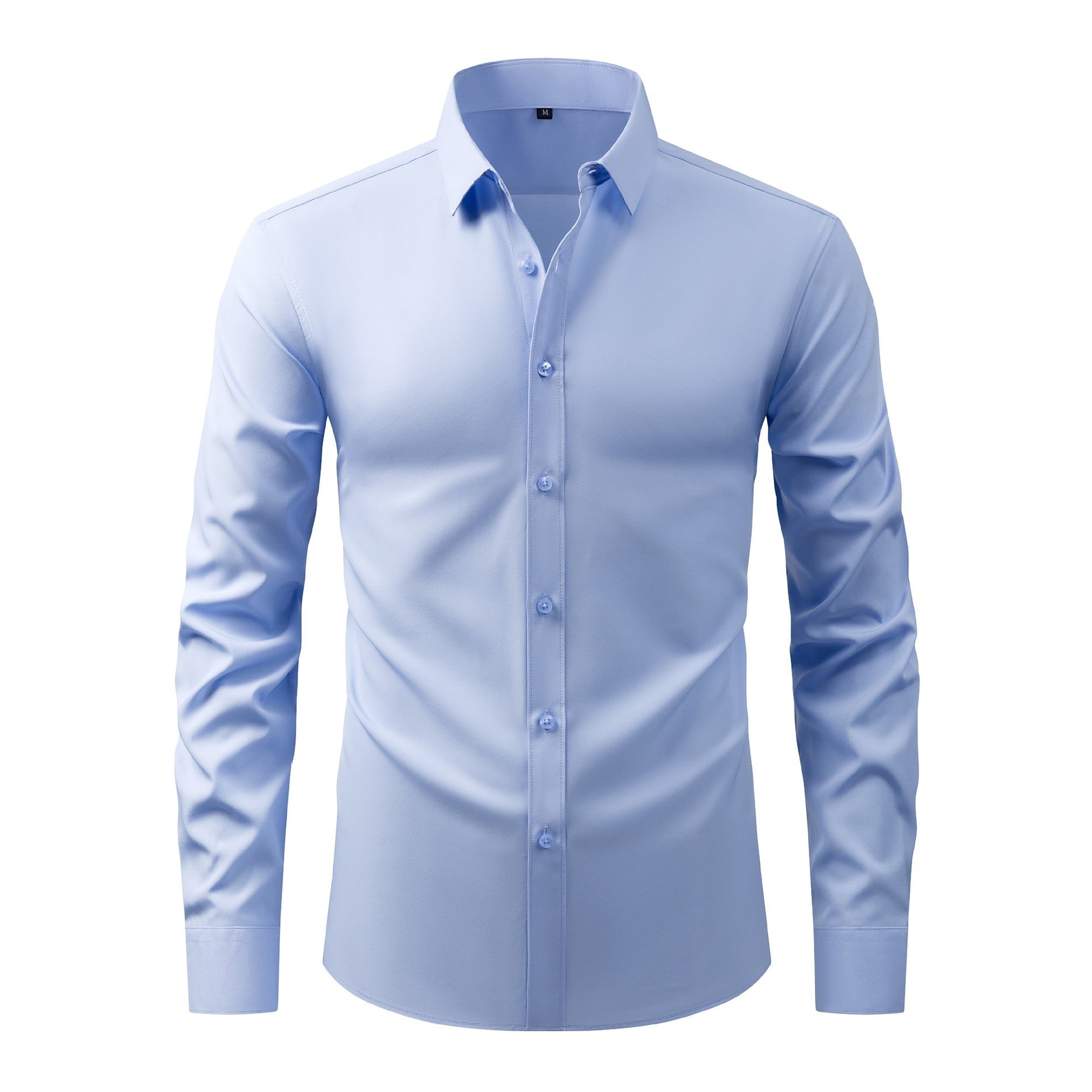 Full Elastic Force Natural Color Button Men’s Plus Size Shirt