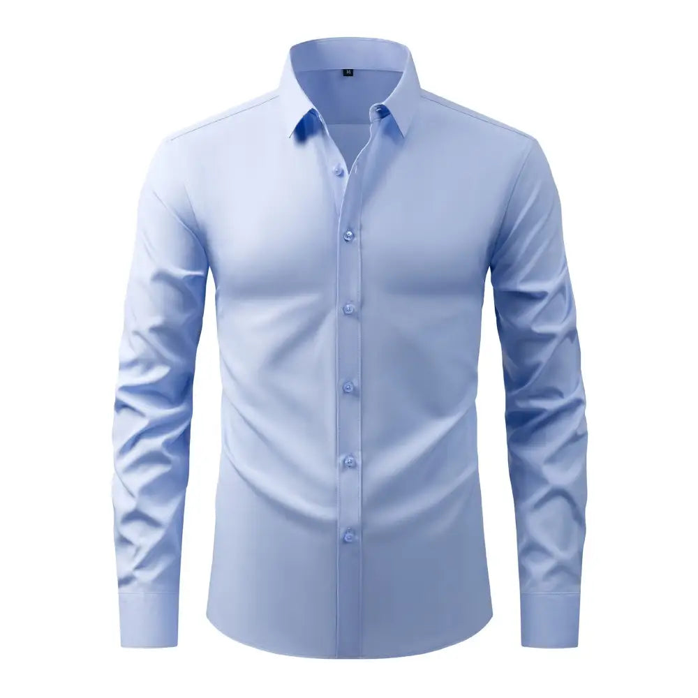 Full Elastic Force Natural Color Button Men’s Plus Size Shirt