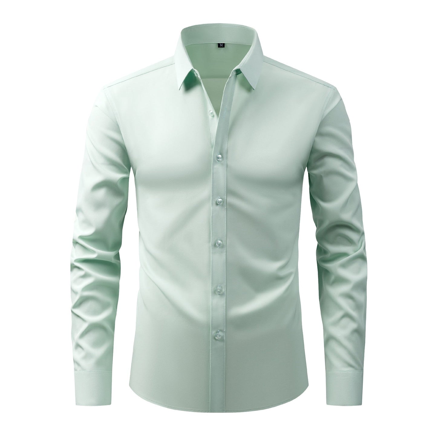 Full Elastic Force Natural Color Button Men’s Plus Size Shirt