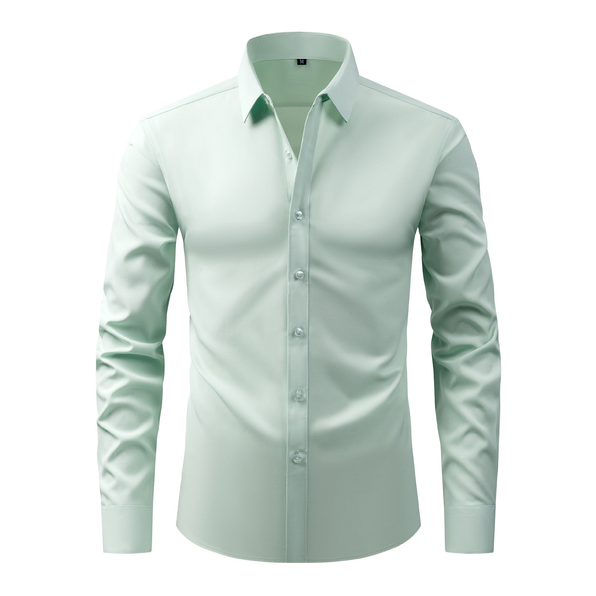 Full Elastic Force Natural Color Button Men’s Plus Size Shirt