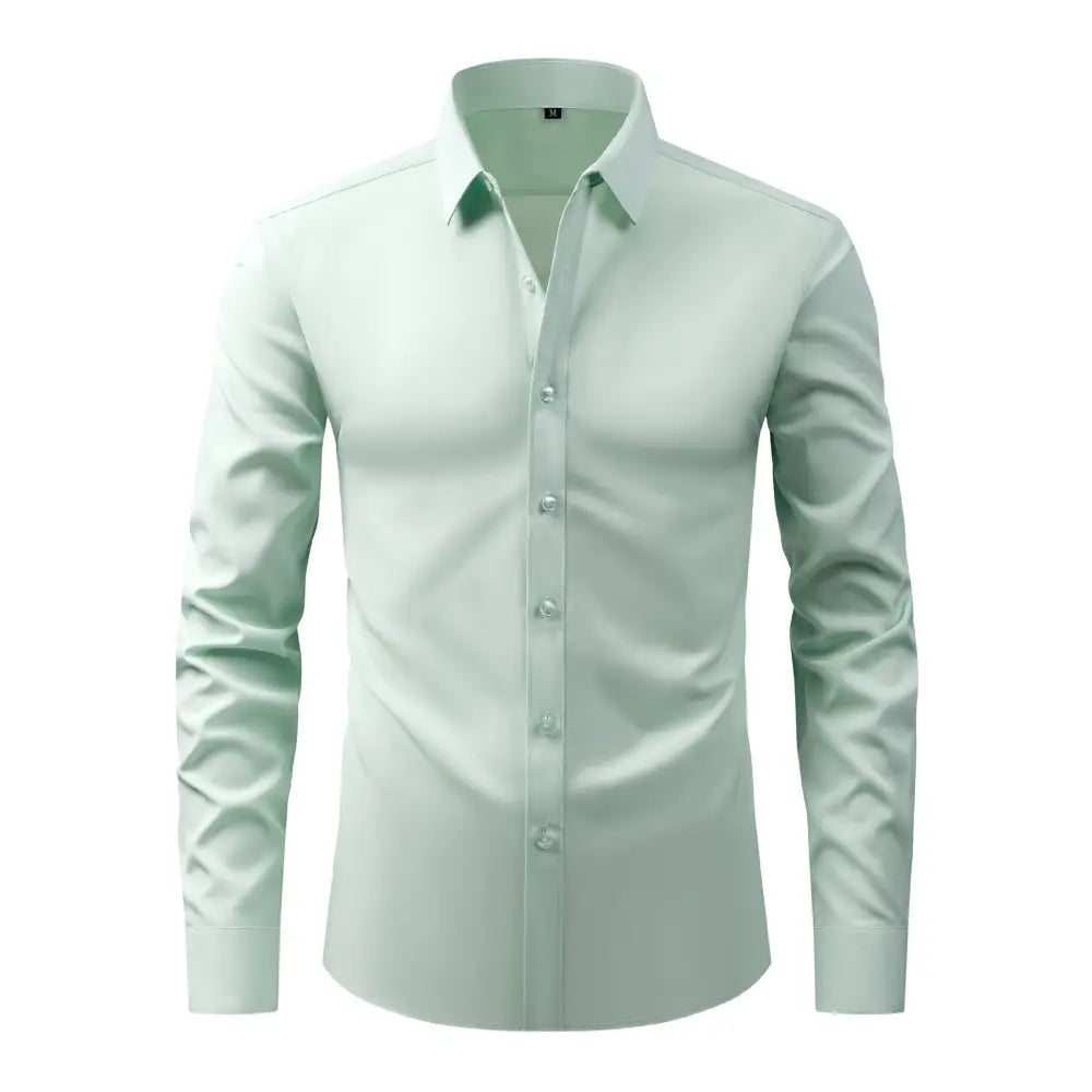 Full Elastic Force Natural Color Button Men’s Plus Size Shirt