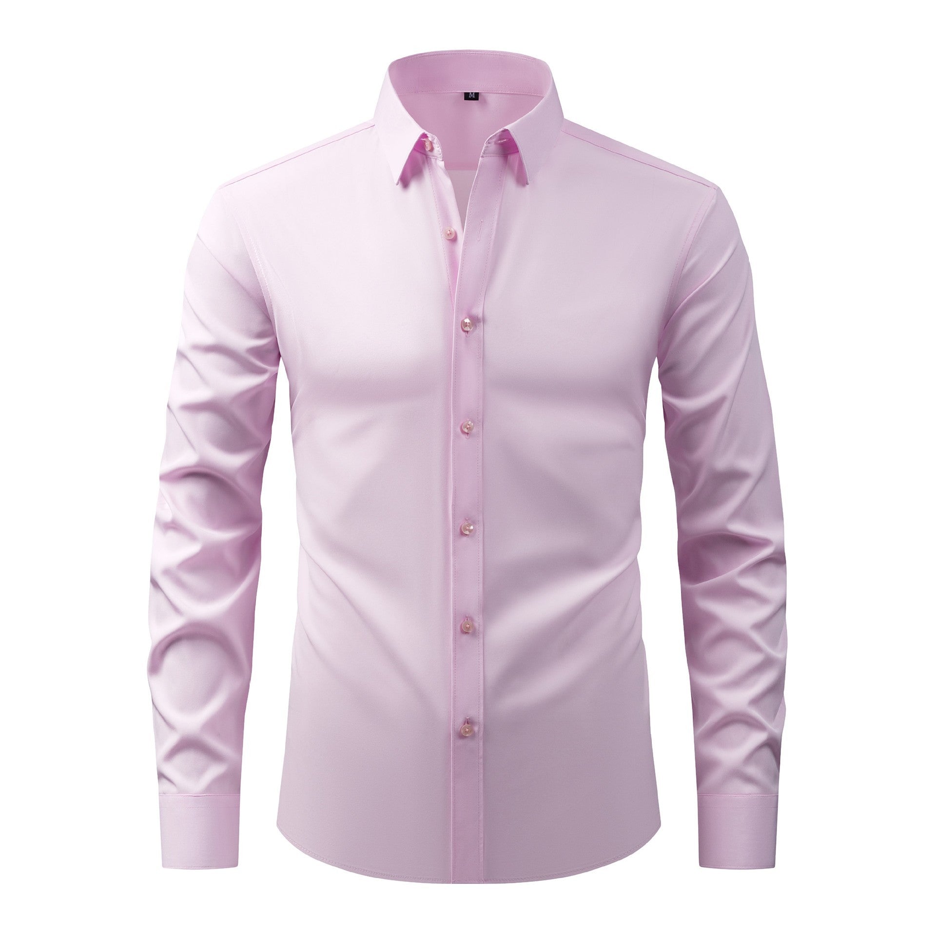 Full Elastic Force Natural Color Button Men’s Plus Size Shirt