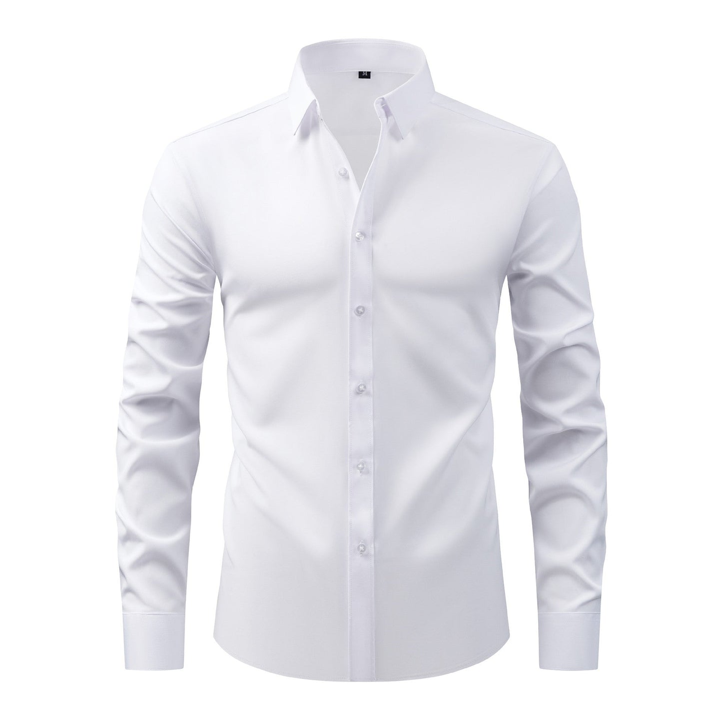 Full Elastic Force Natural Color Button Men’s Plus Size Shirt