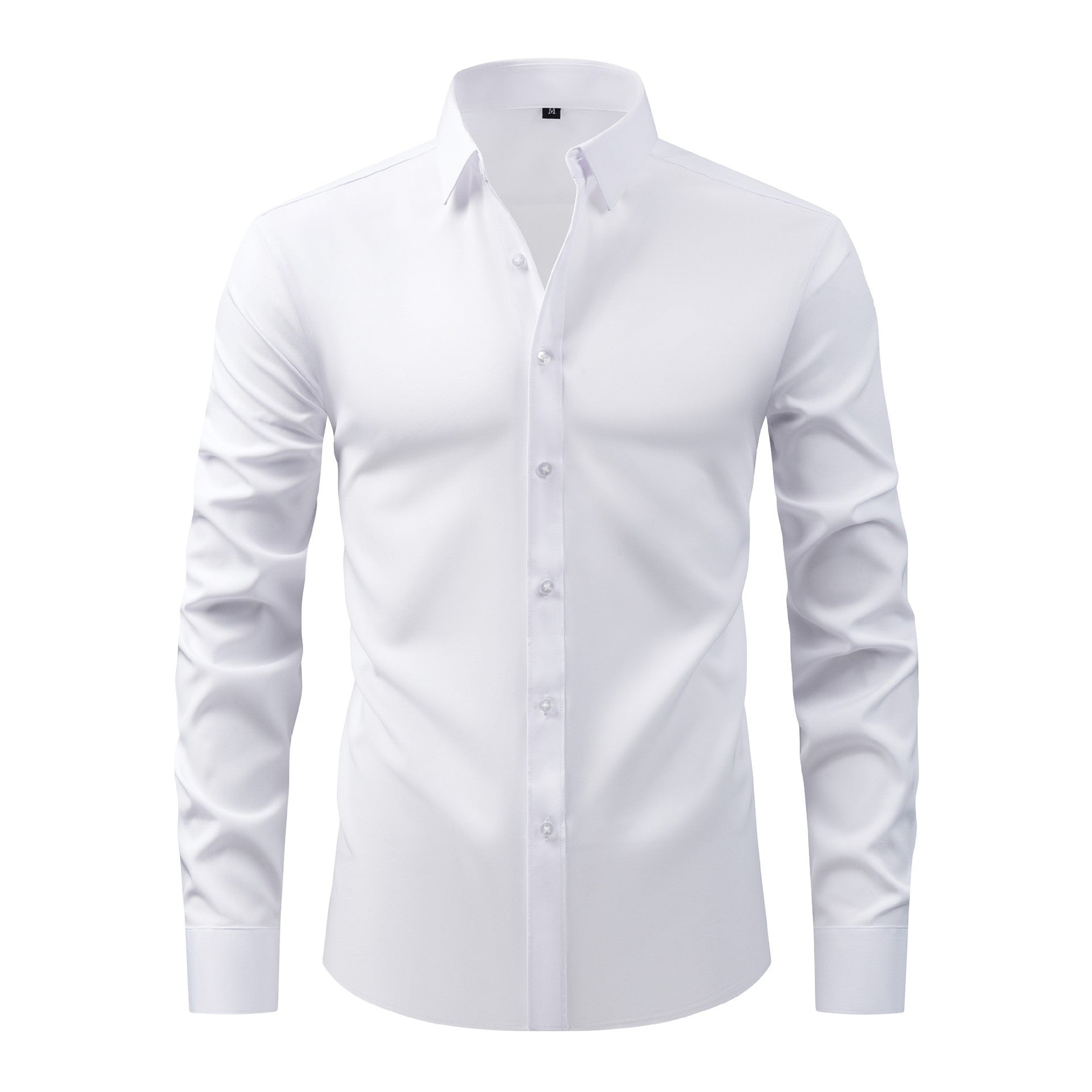 Full Elastic Force Natural Color Button Men’s Plus Size Shirt