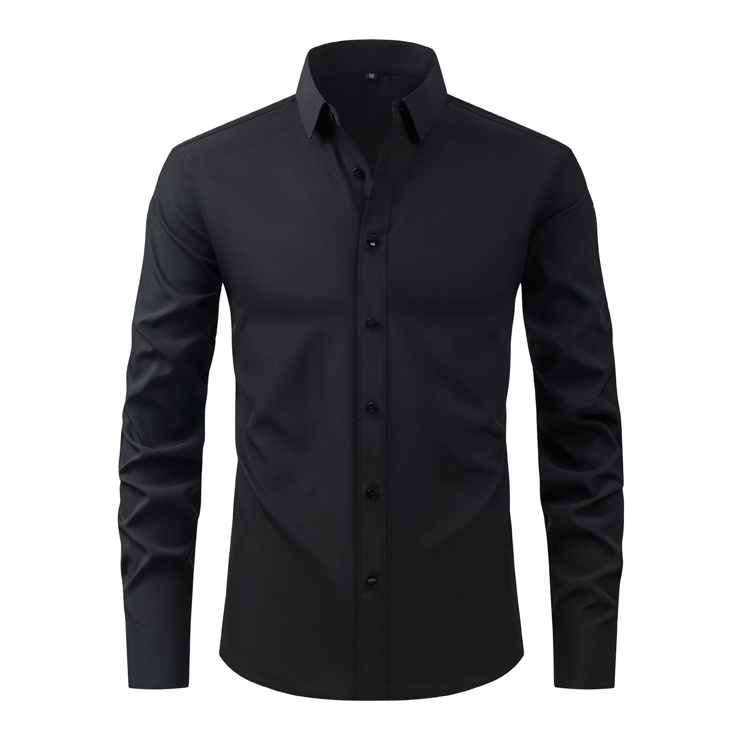 Full Elastic Force Natural Color Button Men’s Plus Size Shirt